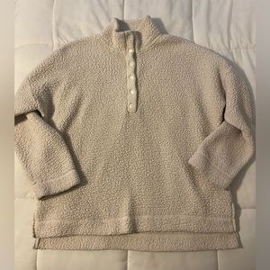 Aerie, sherpa, quarter-zip sweater.